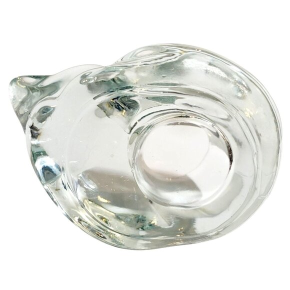 Vintage Indiana Glass Cat Votive Holder Clear Glass Sleeping Kitty Tealight Hold - Picture 7 of 11